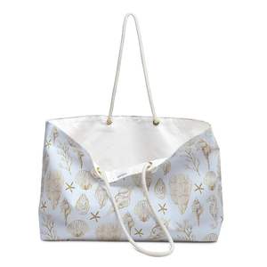 Bolso de Playa Ligero para Vacaciones, Bolso de Hombro Extra Grande con Estampado de Conchas, Asas de Cuerda, Reforzado con Ojales Metálicos, para Verano - Product Image 4