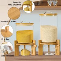 Grands Conteneurs de Stockage en Verre Borosilicate de Haute Qualité, Faits Main, pour Cuisine, Riz, Céréales, Farine, avec Doseur et Tasse Mesureuse en Verre
