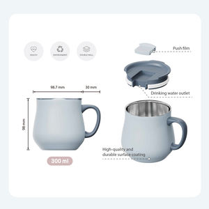 Taza de Café de Doble Pared de Alta Calidad de 300 ml, Apta para Alimentos, para <span class=keywords><strong>Biblioteca</strong></span>, Viajes y Hogar, con Asa y Tapa a Presión, Personalizable - Product Image 2