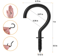 Nouveauté : Crochets à visser en acier au carbone noir, robustes, capacité de charge de 8 kg, crochets muraux et de plafond pour suspendre des plantes, des pots de fleurs, des tasses