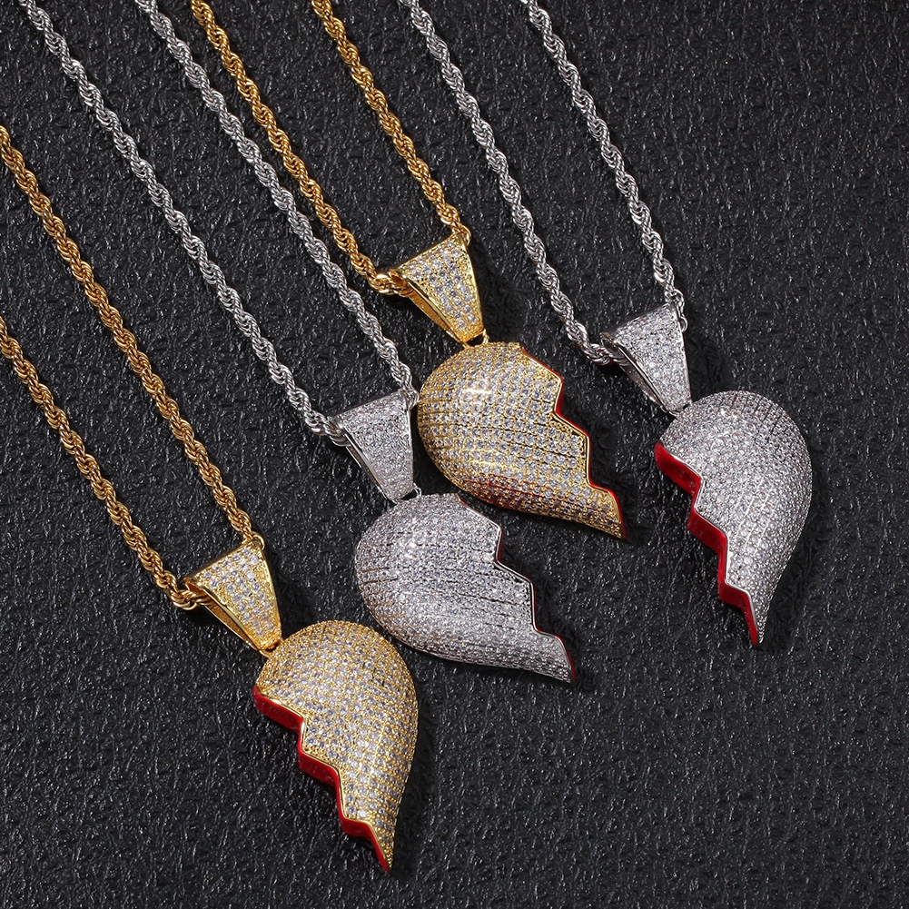 Hiphop Gold Plated Broken Heart Pendant 