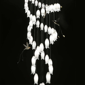 Salida <span class=keywords><strong>de</strong></span> fábrica Nuevo diseño Decoración <span class=keywords><strong>de</strong></span> techo alto Candelabros <span class=keywords><strong>de</strong></span> lujo Modelado Villa <span class=keywords><strong>Escalera</strong></span> Flor <span class=keywords><strong>de</strong></span> cerámica Colgante Luz decorativa - Product Image 3