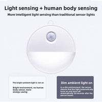Veilleuse à détection humaine, alimentée par batterie, fixation magnétique, LED à commande intelligente, éclairage moderne et minimaliste