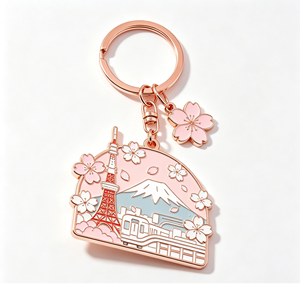 พวงกุญแจโลหะเคลือบลายดอกซากุระ ของที่ระลึก - Product Image 3
