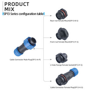 13mm Luftfahrt stecker Kunststoff SP13 Gerade Paarung Stecker Buchse Vordere Montage Rückwand 2-Loch-Flanschhalterung Buchse - Product Image 6