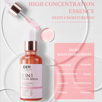 Nouveau sérum de soin de la peau visage 5 en 1 sérum anti-âge blanchissant pour le visage avec 30% de vitamine C 5% de niacinamide 10% de vitamine E