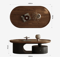 Table basse ovale de style antique, design créatif minimaliste, table centrale en bois pour la maison, table de salon avec rangement, table à thé