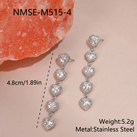 NIMAI Klassische CZ Zirkon Herz Quasten-Ohrhänger 18K Vergoldeter Edelstahl Damen Jubiläums-Party-Schmuck