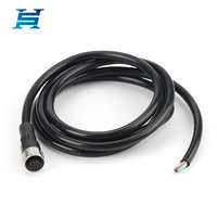 Prise d'aviation droite M12 personnalisée en usine 2-12 broches non blindées-1M PVC/PUR câble moulé connecteur mâle/femelle étanche