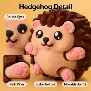FUSEJOY Llavero de juguete antiestrés con diseño de erizo de gato de peluche 3D impreso, con función de clic y forma de pata, para el alivio del estrés - Product Image 1