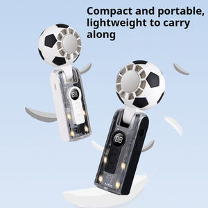 New USB Handheld Foldable Mini Fan, Rechargeable Outdoor Cooler, OEM & ODM Supported, with Football Fan Light