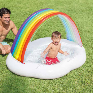 Kids Inflatable Water Play Center with <b>Slide</b> Sprayer Splash <b>Pool</b> Summer Outdoor Backyard Water Toy - Product Image 5