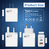 Nouveau chargeur PD33W 65W GAN Type C chargeur rapide 2 ports A + C avec adaptateur USB universel intelligent QC3.0 pour le chargement du téléphone portable