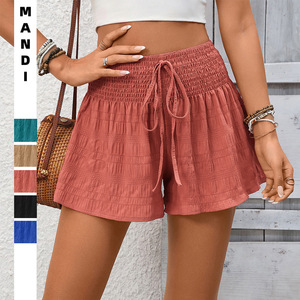 Vestido Corto de Verano 2026, Estilo Europeo y Americano, Informal, de Poliéster Tejido, Color Liso, Cintura Media con Cordón Ajustable para Mujer - Product Image 6