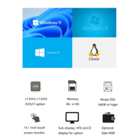 Sistem Kasir Elektronik All-in-One 15.6 inci, Prosesor Intel I3/I5, Sistem Operasi Windows, Penyimpanan SSD, RAM 2-8GB, Layar Sentuh Kapasitif