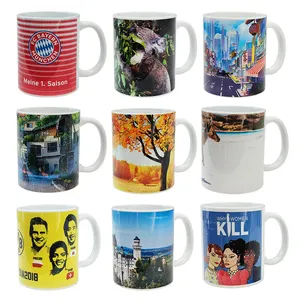 Lieferant Großhandel Tassen anpassbare Sublimation Becher Tasse benutzer definierte 11oz weiß schwarz Porzellan Keramik Tee Kaffeetassen mit Logo