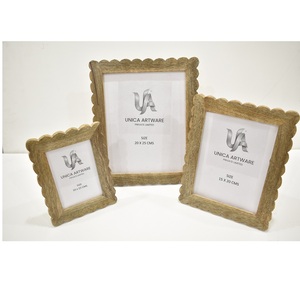 <b>Rustic</b> Carved Solid Wood Photo <b>Frames</b> Set of 3 UV Printing Natural Decorative Tabletop Home Office Eco-Friendly Durable - Product Image 2