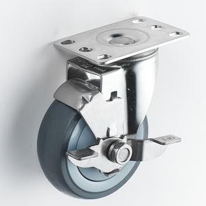 4 Zoll drehbare Doppelbremse und -verschluss TPR Thermoplast Edelstahl SUS 304 Rollen - Product Image 6