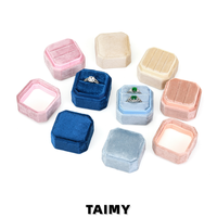 Boîte à bagues octogonale en velours en gros, personnalisable avec logo, mini boîte de rangement pour bijoux, étui portable pour bague de fiançailles, emballage cadeau
