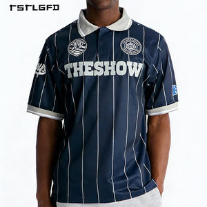 Camisetas Polo de Alta Gama Personalizadas con Rayas Azules, OEM/ODM, de Secado Rápido, con Estampado Gráfico en Poliéster, para Hombre, Estilo Vintage Deportivo - Product Image 1