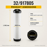 Elemen Filter Udara Mesin JCB 32/917805 untuk Sistem Filtrasi Asupan Udara Mesin Diesel Alat Berat