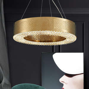 Offre Spéciale Lobby des hôtels Luminaire suspendu rond décoratif de luxe Lustres en or et cristal personnalisés pour plafond - Product Image 3