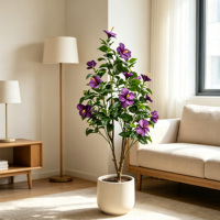 Arbre artificiel Hibiscus hautement réaliste en pot pour la décoration intérieure et commerciale