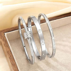 Pulsera y brazalete de acero inoxidable 316L a prueba de agua y antideslustre, chapado en oro de 14K y 18K, pulseras de diseño para mujer. - Product Image 2