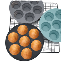 Moule à gâteau pliable en silicone de qualité alimentaire à sept trous, plateau de cuisson carré en forme d'étoile rose, outil de bricolage pour gâteau avec sac emballé