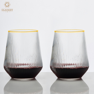 Juego de 2 Copas de Vino sin Tallo para Regalo de San Valentín, Copas de Agua Onduladas Sopladas a Mano, Resistentes al Calor para Café, Leche y Té - Product Image 2