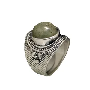 European and American Exaggerated Antique silver Moonlight Stone Ring Victoria Vintage Sparkling Stone Ring