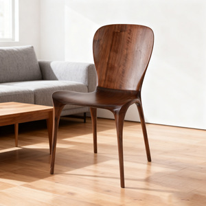 Silla de Comedor de Madera Maciza, Silla <span class=keywords><strong>Eureka</strong></span> de Nogal Negro Norteamericano, Silla con Respaldo Curvo con Sistema de Encaje Mortise and Tenon para Sala de Estar u Oficina - Product Image 3