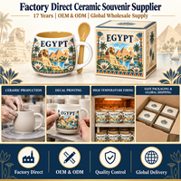Afrikanische Ägypten-Pyramiden-Souvenirs: Keramikbecher mit Sphinx-Design, individuelle Wahrzeichen-Porzellan-Tasse, OEM/ODM Großhandelslieferant