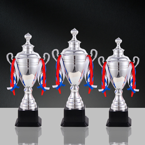 Hot bán tùy chỉnh Trophy Thể dục dụng cụ và bóng đá cao bạc thể thao Trophy kim loại sắt đen cơ sở sản xuất sang trọng mạ Trophy - Product Image 1