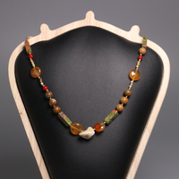 Style bohème colonne naturelle Unakite cornaline pierre collier à facettes image pierre perlée collier tour de cou pour femmes hommes