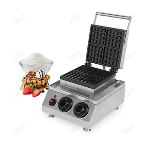 Manufacture Non-stick Electric Commercial Belgian Waffle Maker Two Four Six Slices Rectangle Square Waffle Baker Making Machine