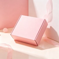 Boîtes d'expédition pliables personnalisées en carton rose pour vêtements, cils, sous-vêtements, avec bande de déchirement