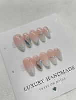 Lot de 10 faux ongles en gel peints à la main, magnifiques ongles acryliques de luxe à presser, de haute qualité, design personnalisé pour doigts
