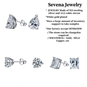Sevena Jewelry SAET0001 925 Sterling Silver <strong>square</strong> Shape <strong>Diamond</strong> <strong>Earrings</strong> for Women Aaa Cubic Zircon White Stone - Product Image 4
