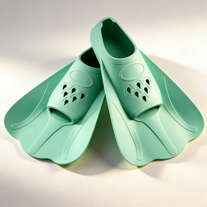 Silicone Short Fins Rainbow Color Full Foot Swimming Training Fins For Adults And Children Diving Equipment - Product Image 2