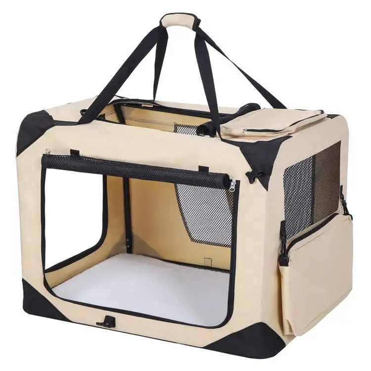 Caixa de transporte para cachorro, bolsa de viagem dobrável para cães e gatos, macia e dobrável, para uso interno e externo