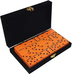 Bộ Dominoes Gạch Jumbo 28 Gạch Màu Xanh Lá Cây Bộ Domino Hai Màu Melamine Sáu Màu Trơn Phía Trước Hiên Nhà Cổ Điển Có Đốm Trắng