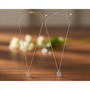 Collana con Ciondolo Lettera S Angelina, Placcata Oro e Argento, in Acciaio Inossidabile con Catena a Serpente, Gioiello Minimalista per Uso Quotidiano e Regalo - Product Image 2