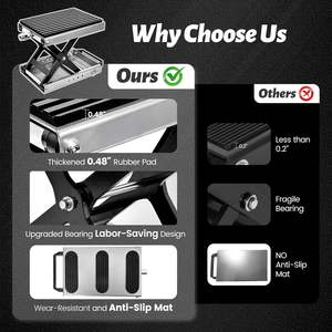 Cric de moto 1500 lb avec patin en caoutchouc épais, support central en acier à roulement, économie d'effort, pour motos et VTT - Product Image 2