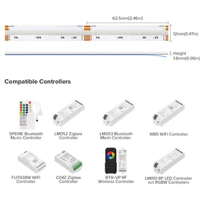 ไฟตกแต่งความหนาแน่นสูง CRI 12V 816LEDs 24V 896LEDs FOB RGB cob rgbww LED Strip