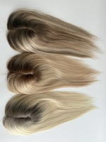 Prêt à expédier : Topper capillaire mono en cheveux humains bruts, noué à la main, avec cuticules alignées, pour femmes souffrant de perte de cheveux