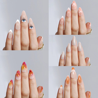 Nailway Faux Ongles à Coller en Acrylique, Longueur Moyenne, 24 Pièces, Rose Foncé avec Pointe Verte, pour l'Été, Vente en Gros, Forme Amande, Design pour Doigts
