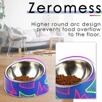 Vente en gros de produits pour chiens Bols d'alimentation en acier inoxydable pour animaux de compagnie Gamelle pour chat arrondie et inclinée Accessoires titrés de qualité supérieure