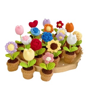Finished Handmade Crochet Potted Plants Tulip Artificial Flower Bonsai Creative Gift Cute Home Decor Ornaments - Product Image 5