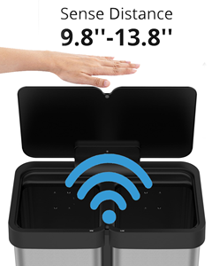 Cubo de Basura Inteligente de Acero Inoxidable de 60L (16 Galones) con 2 Compartimentos, Sensor de Movimiento Automático Sin Contacto para Baño y Cocina, con Tapa - Product Image 3